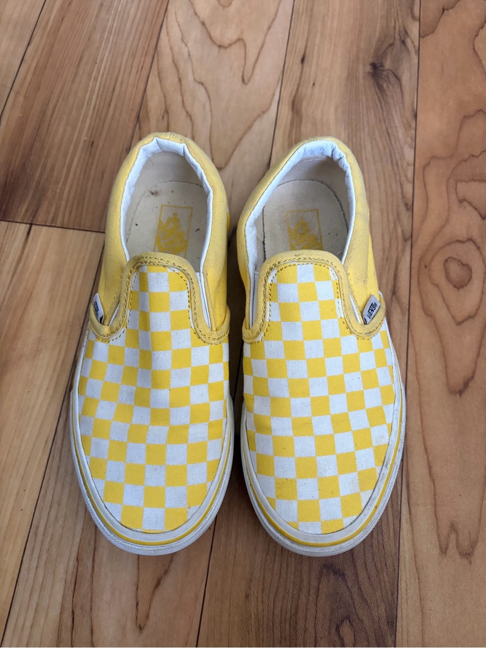 Vans Kids Checkerboard Slip-On Sneakers in Yellow and White